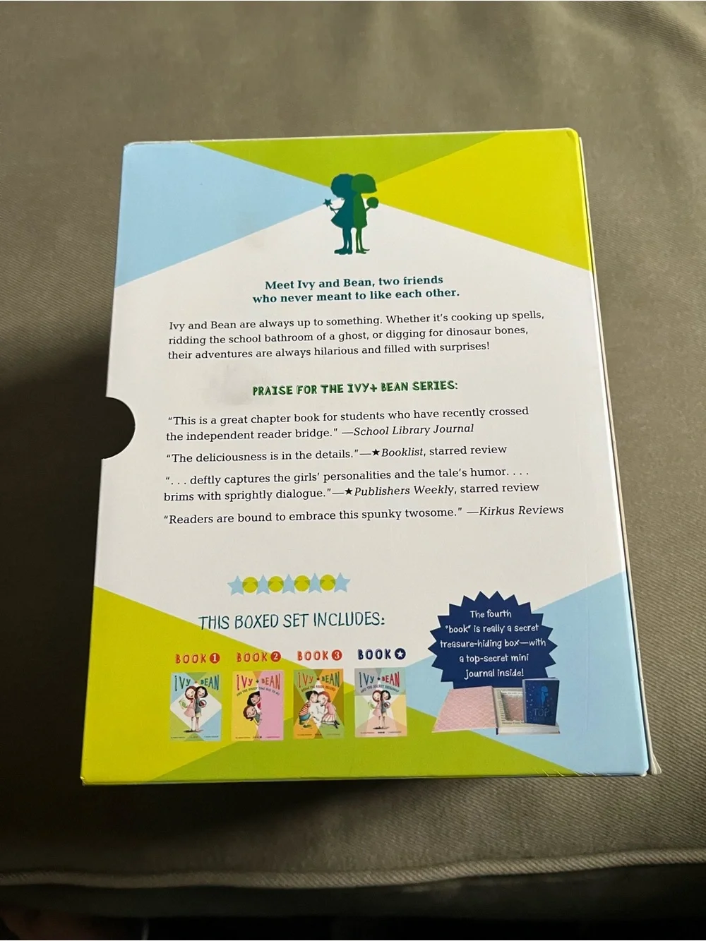 Ivy + Bean Secret Treasure Box - Yellow & Green Kids Book Set